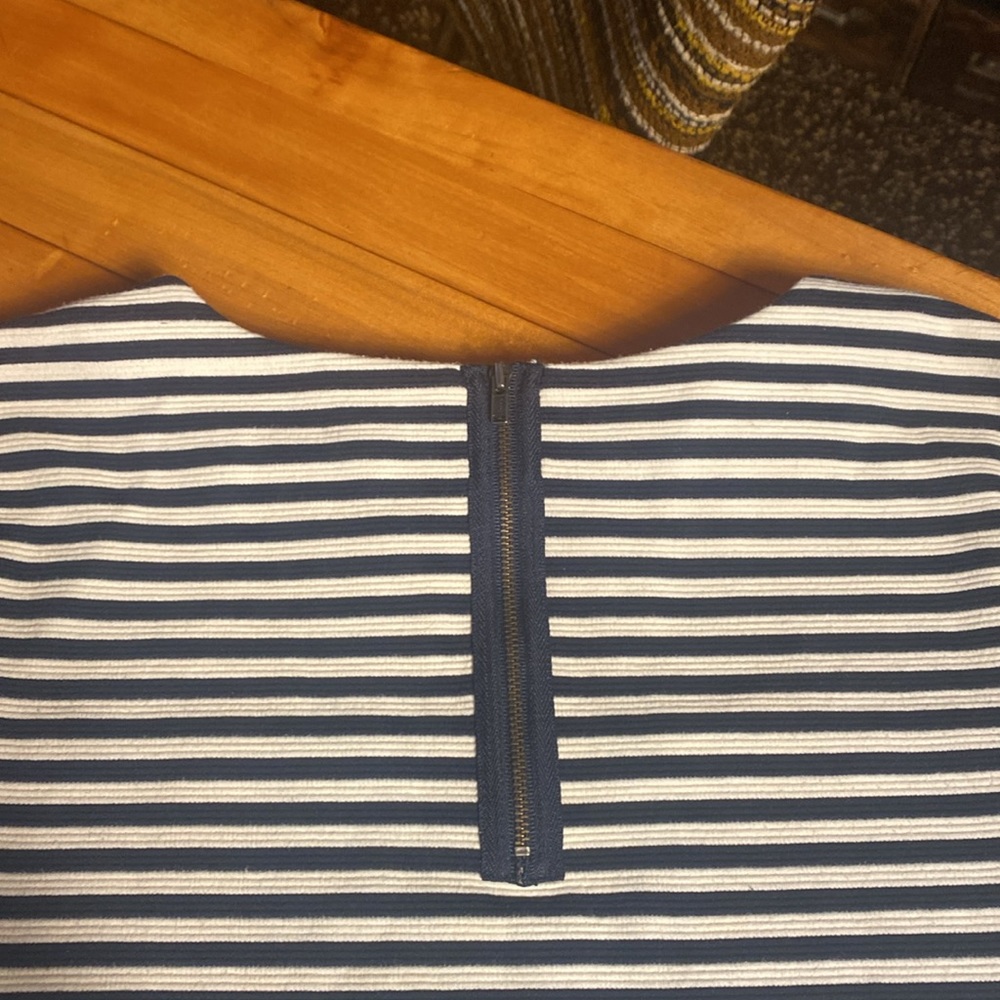 Madewell navy and cream striped shirt.  Small - Picture 5 of 5